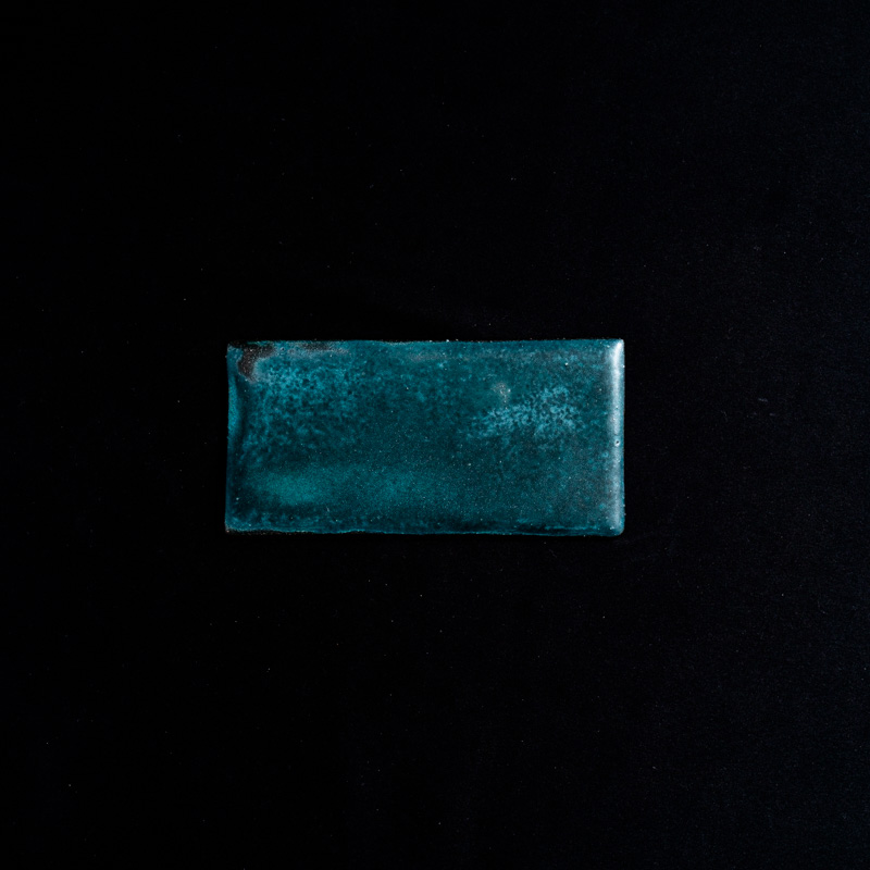 山森萌子（八十舎） 青緑釉 板角皿 16cm